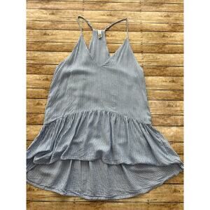Tyche Blue White Stripe Racerback Peplum Camisole Tank Top Size Small